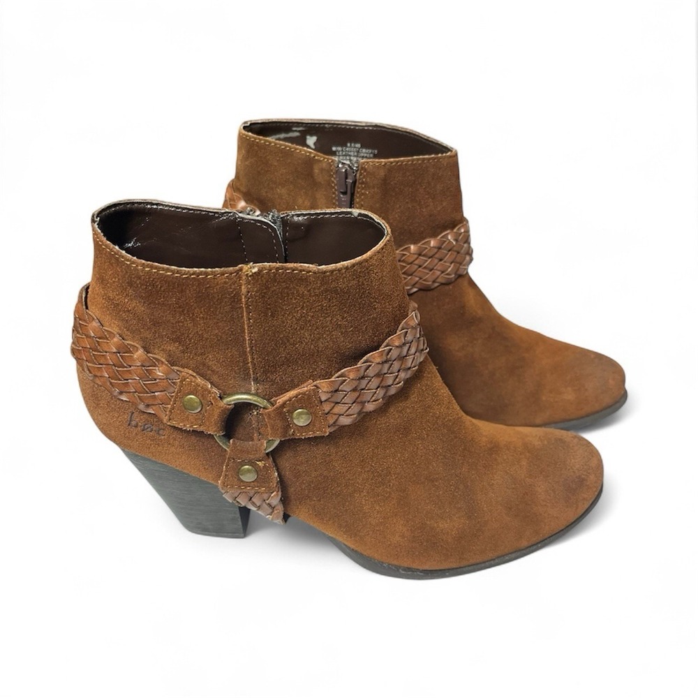 B.O.C. Born Concept Women's 8.5 Brown Lacey Suede Boot Western Cowgirl Country